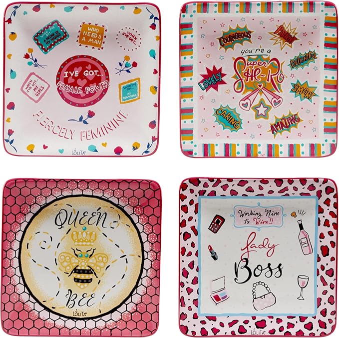 Certified International Lolita Lady Boss 6" Canape/Luncheon Plates, Set fo 4