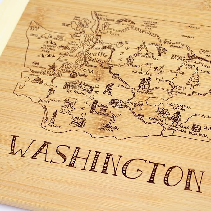 Totally Bamboo A Slice of Life Washington State Serving and Cutting Board, 11" x 8.75"