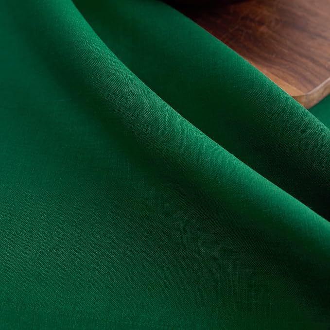 Solino Home Linen Table Runner 72 Inches Long - 100% Pure Linen Christmas Green Dining Table Runner 14 x 72 Inch - Fete