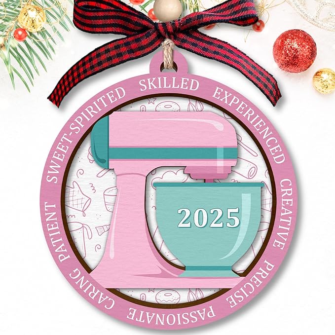 Baking Ornaments for Christmas Tree - Baking Gifts for Women, Cooking Lovers, Bakers - Cookie Cupcake Christmas Ornament - Cooking Bakery Cake Chef Ornaments - Wood Ornament 2025