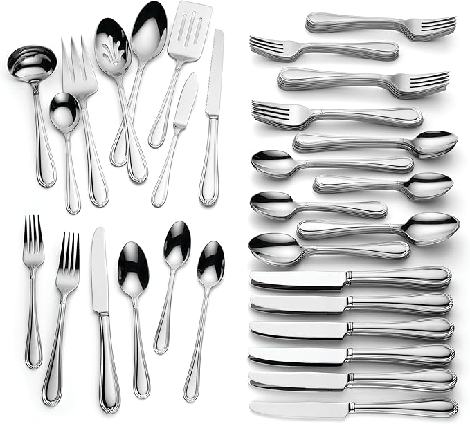 Lenox Ashbridge 80-Piece Flatware Set, 12.55, Metallic
