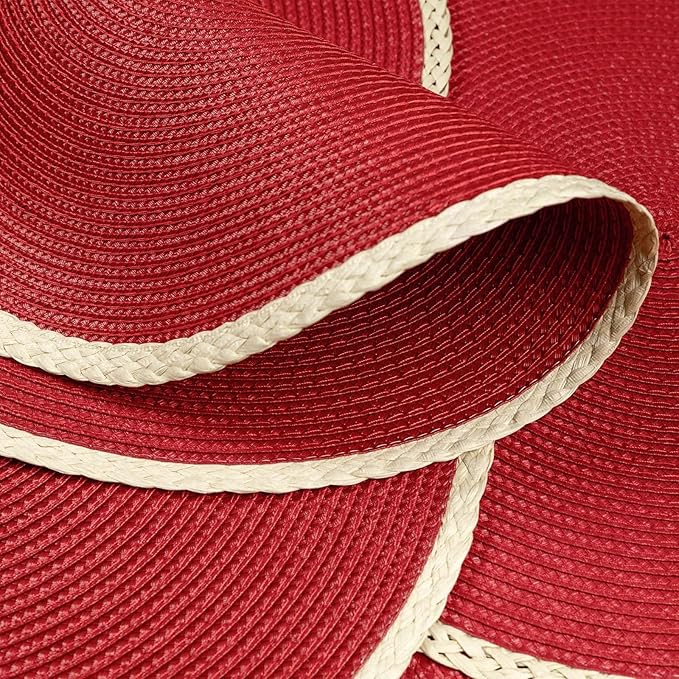 Noctiflorous Round Placemats Set of 8, 15 Inch Braided Hand Woven Table Mats, Heat Resistant Non-Slip Wipeable Thin Edge Place Mats for Kitchen Dining Indoor Outdoor Use(Red, 8)