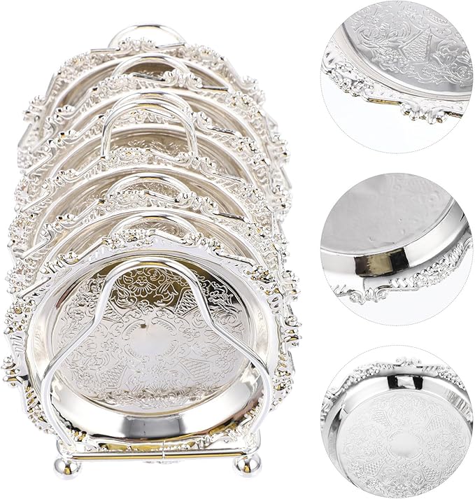 BESTonZON 1set Creative Snack Plate with Rack Silver Serving Tray for Chips and Appetizers Versatile Home Decoration for Kitchen Dining Room and Living Room