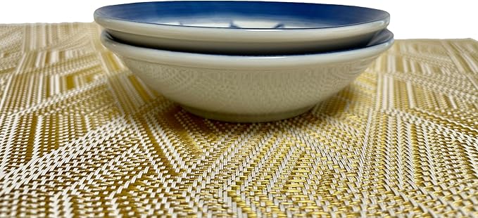 Japanese Ceramic Small Deep Plate Set, Five Kinds of Cat Face Patterns 5.4 x H1.46 Inches Mino Ware White & Blue Set of 2, from Japan 23247