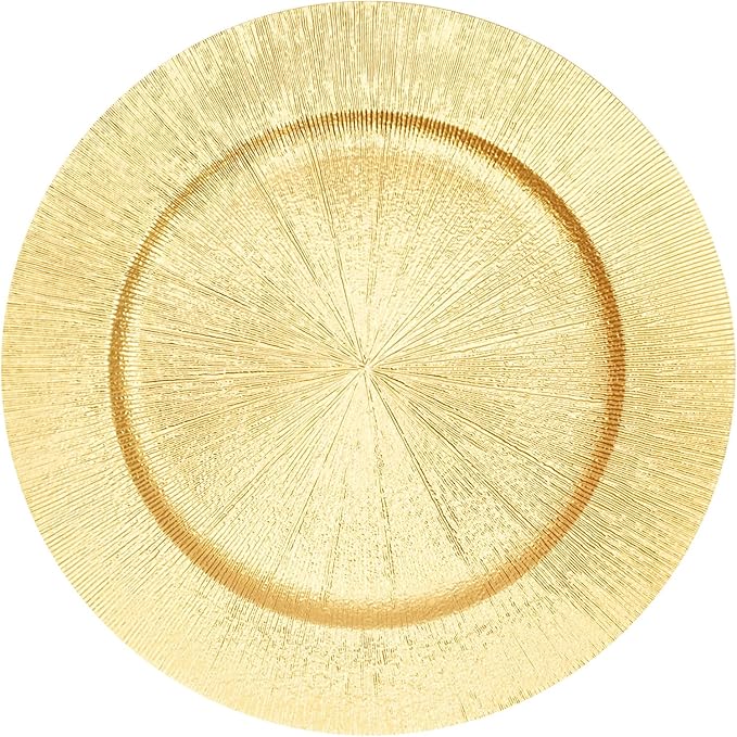 50Pcs Gold Charger Plates Bulk Round Plastic Dinner Charger Serving Plates for Wedding Chargers Plate for Tabletop Decor Christmas,13in(50pcs-Gold)