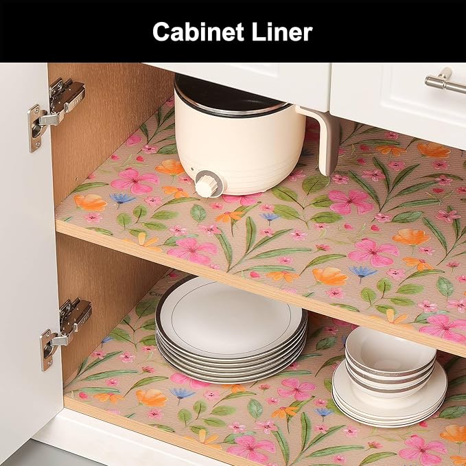 Cooyes Shelf Liner – Premium Non-Adhesive Cabinet & Drawer Liner for Kitchen – Waterproof Shelf Paper with Modern Pattern – Durable EVA Cabinet Mat – Easy to Cut （11.8" W x 118" L）