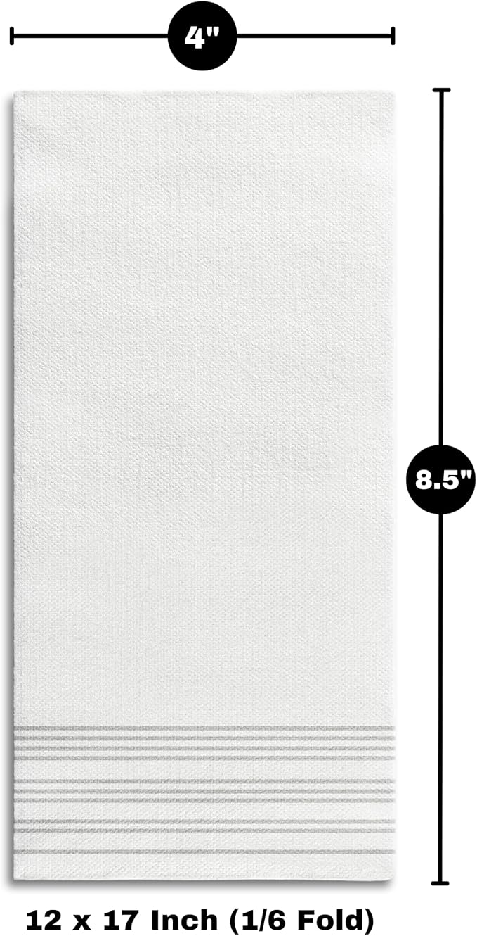 50 Pack Linen Feel Guest Paper Hand Towels | Disposable Super Absorbent Airlaid Paper Towels For Bathroom, Party, Weddings, Or Events | 12 x 17 Inches 1/6 Folded Decorative Design