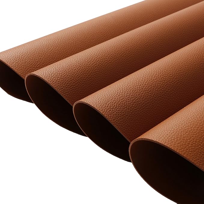 Wipeable Placemats and Coasters Leather Table Mats Waterproof Heat-Resistant Easy to Clean for Dining Table Set Kitchen Table Set of 4, Brown