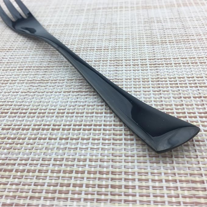 Mirror Polishing Black 18/10 Stainless Steel, Single Serving Flatware Silverware cutlery utensils Set,set of 6 Fish Fork