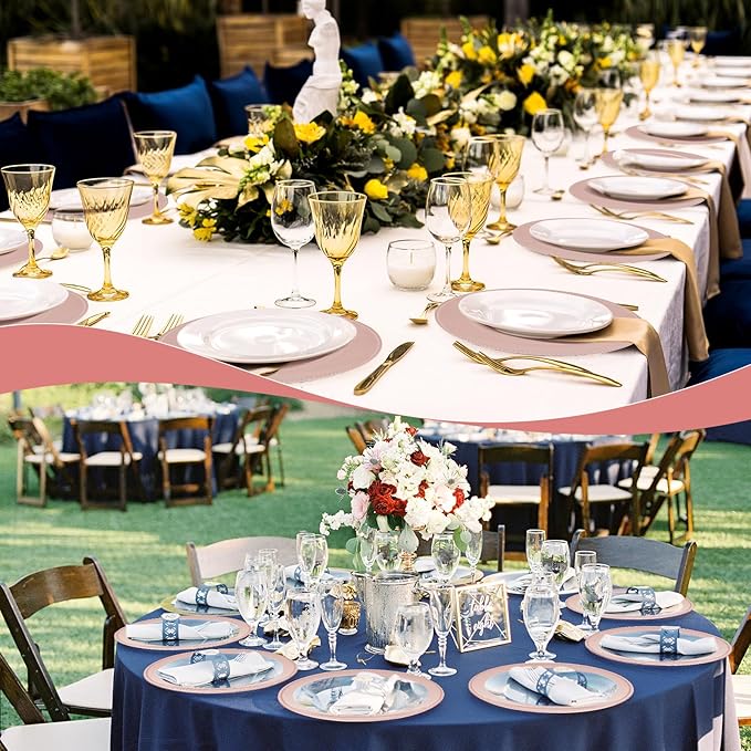 36 Pcs Rose Gold Charger Plates Round Charger Plates13 Inch Bulk Wedding Dinner Elegant Reusable Plastic Chargers Plates Wedding Holiday Party Baby Shower Event Decoration (Rose Gold)