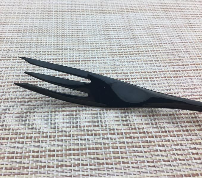Mirror Polishing Black 18/10 Stainless Steel, Single Serving Flatware Silverware cutlery utensils Set,set of 6 Fish Fork