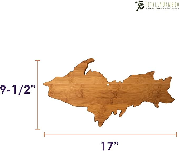 Totally Bamboo Upper Peninsula Shaped Bamboo Serving and Cutting Board