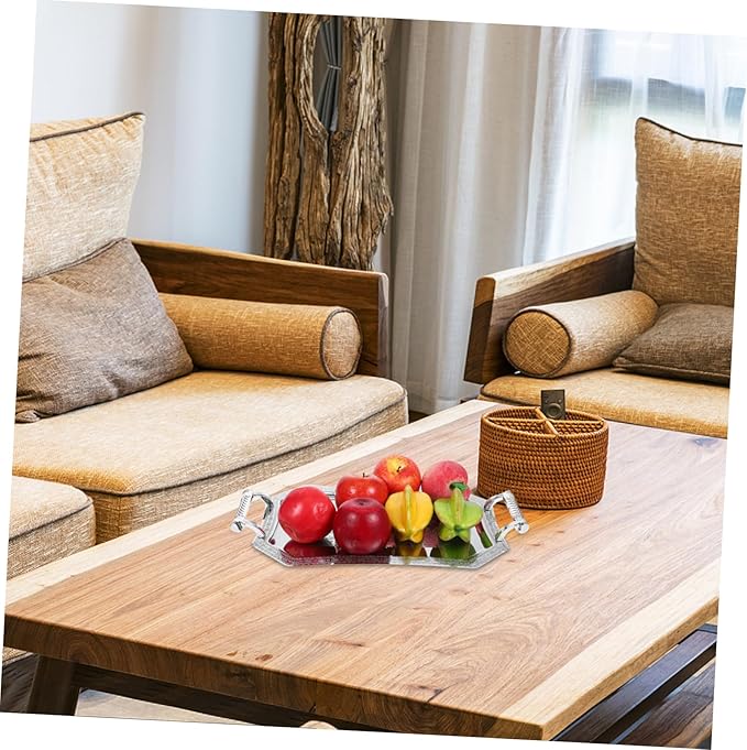 Cabilock Elegant Double Ear Food Serving Tray Decorative Party Platter Snack Plate for Bathroom Countertop