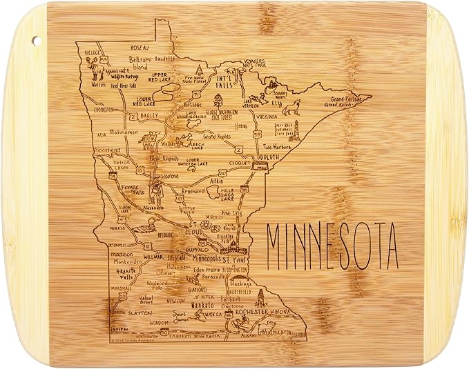 Totally Bamboo A Slice of Life Minnesota State Serving and Cutting Board, 11" x 8.75"