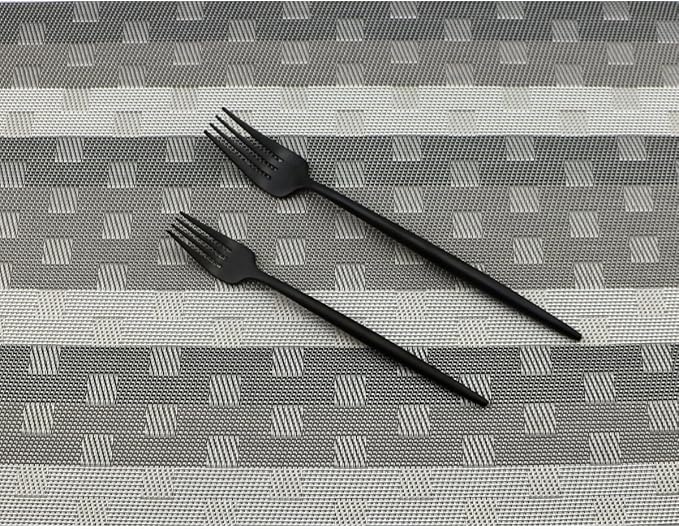 Luxury Black Matte Flatware 10 Pieces 18/10 Stainless Steel Salad Spoons and Forks Knife Set Black Silverware Set DISHWASHER SAFE, Service for 2