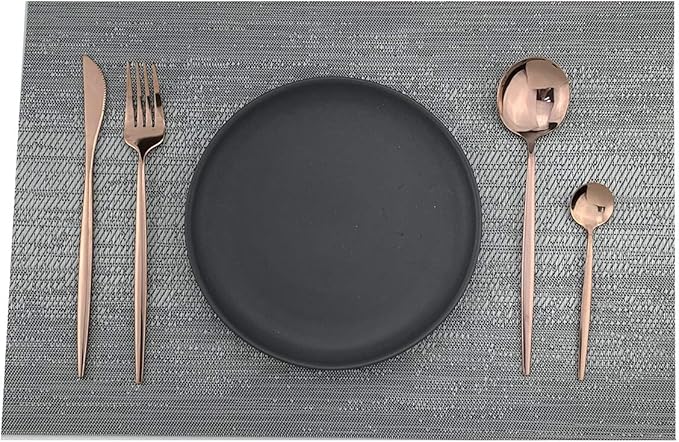 Gugrida 24-Piece Silverware Set - 18/10 Stainless Steel Reusable Utensils Forks Spoons Knives Set, Mirror Polished Cutlery Flatware Set, Great for Family Gatherings & Daily Use (6 set, Copper)