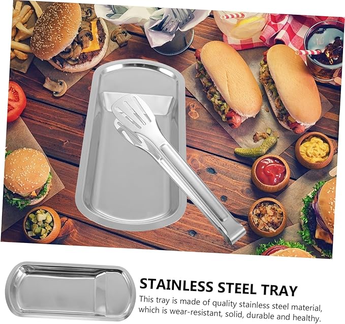 Homoyoyo 1Pc Stainless Steel Serving Tray Elegant Buffet Clip Tray with Smooth Surface Rounded Corners Easy