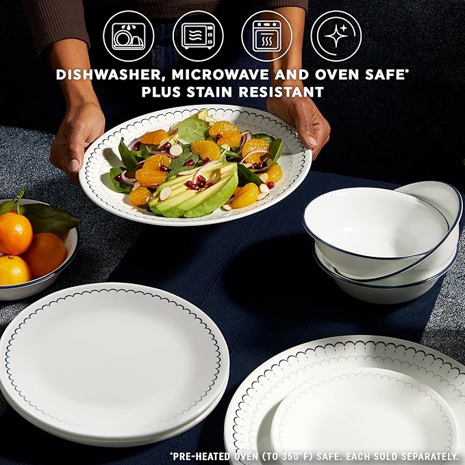 Corelle 6-Piece 8.5" Lunch Round Plates, Vitrelle Triple Layer Glass, Lightweight Round Plates, Salad Plates, Chip and Scratch Resistant, Microwave and Dishwasher Safe, Caspian