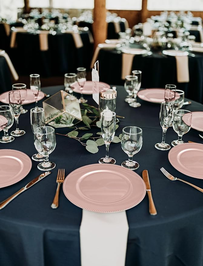 36 Pcs Rose Gold Charger Plates Round Charger Plates13 Inch Bulk Wedding Dinner Elegant Reusable Plastic Chargers Plates Wedding Holiday Party Baby Shower Event Decoration (Rose Gold)