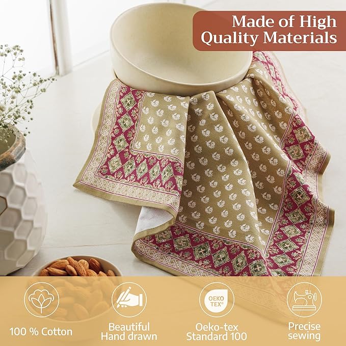 Maison d' Hermine Cloth Napkins Set of 4 100% Cotton Soft & Durable Everyday Reusable Square Napkins Cloth Washable, Dinner, Cocktail Party, Wedding, Restaurant (Manosque, 18" x 18")