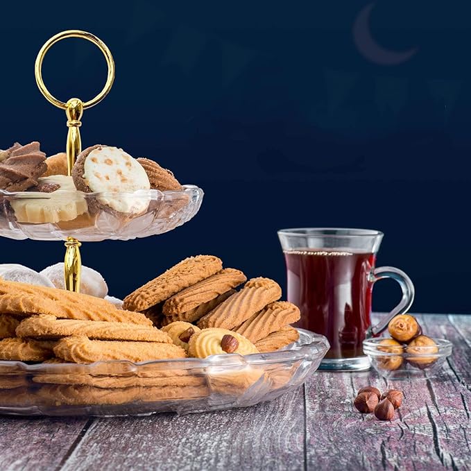3 Tier Round Metal Cake Stand Holder Heavy Duty Fruit Plate Handle Fittings Hardware Rod (Golden Circle)