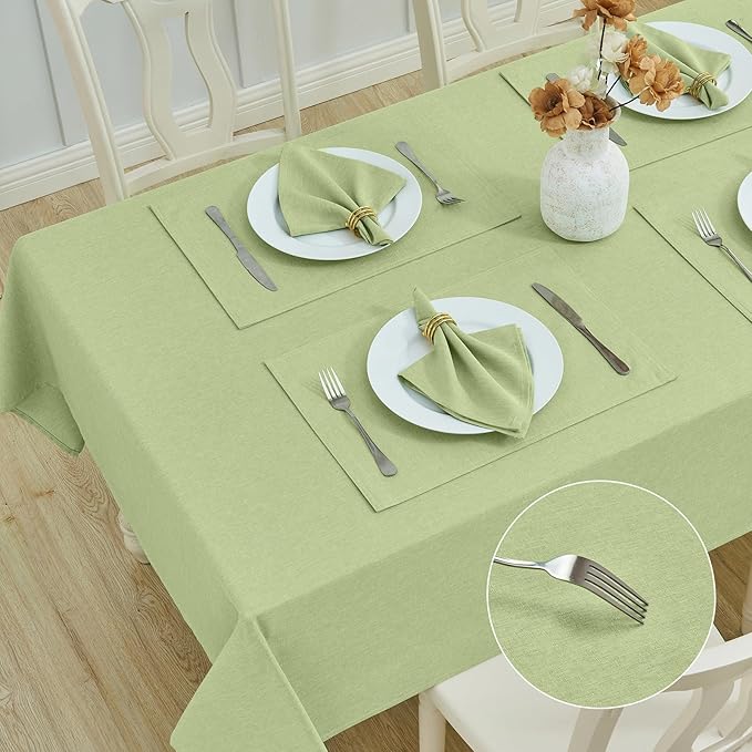Rectangle Table Cloth Linen Farmhouse Stainproof Waterproof Washable Polyester Oblong Rectangular Fabric Table Cover for Kitchen Dining Dinner(Mint Green/60x120 Inch)