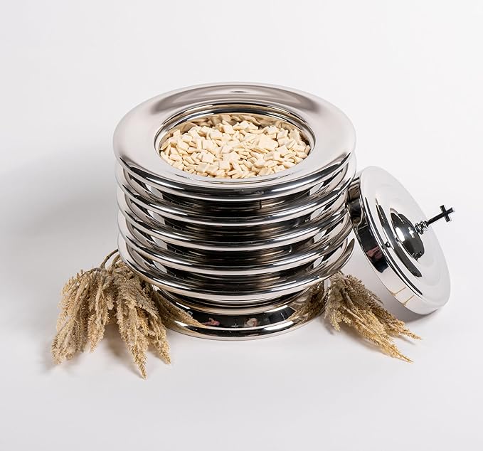 RemembranceWare: Communion Stacking Bread Plate - Silver Finish: Stainless Steel / Holds Up to 750 Pieces of Communion Bread / Works with Bread Plate Insert / Stackable