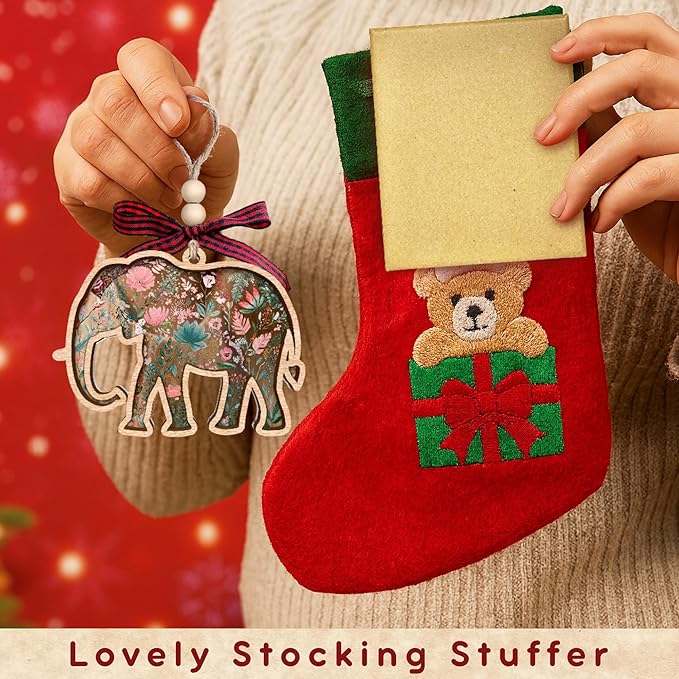 Elephant Ornaments - Elephant Gifts for Women - Best Friend Friendship Gifts for Women - Sisterhood, Friendship Ornament - Friends Gift for Christmas - Wood Acrylic Ornament & Card