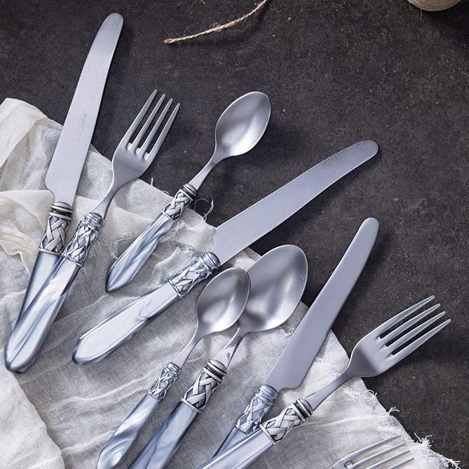 Vietri Aladdin Antique Flatware Place Set, Light Gray