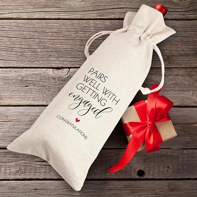 Engagement Wine Bag,Engagement Gifts for Couples,Personalized Engaged Wine Bag,Mr and Mrs Marriage Wedding Gifts,Pairs Well with Getting Engaged