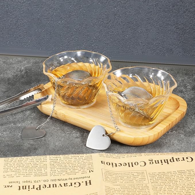Tea Infuser for Loose Leaf Tea, 2 Pcs Teas Ball Teas Diffuser Steeper for Filtering Stainless Steel Ball Mesh Strainer Filters with Metal Pendant Extended Chain Hook for Loose