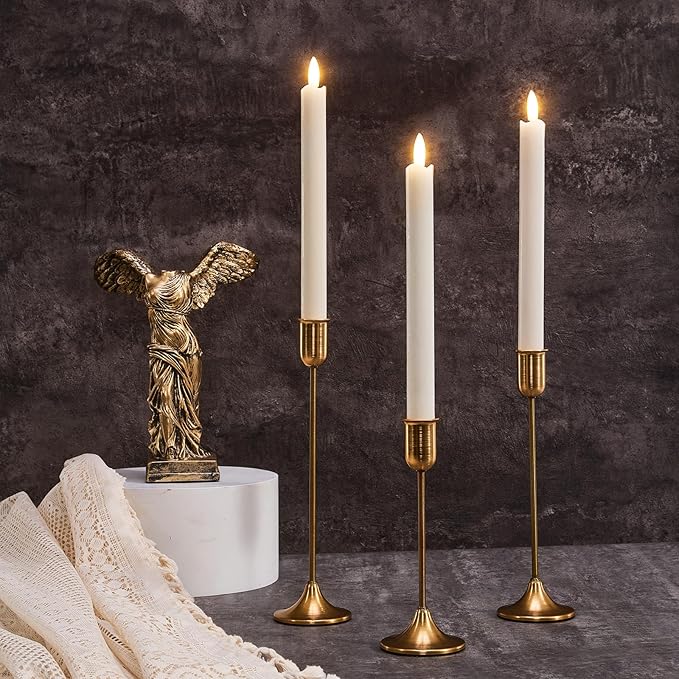 Candlestick Holders, Taper Candle Holders Set of 6, Vintage Gold Candle Sticks Holder Decor for Table Centerpiece, Fireplace Mantel, Weddings, Housewarming & Christmas Décor