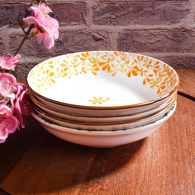 Ceramic Appetizer Plates, 5.6 Inch Round, Small Dessert Plates for Snacks, Set of 4