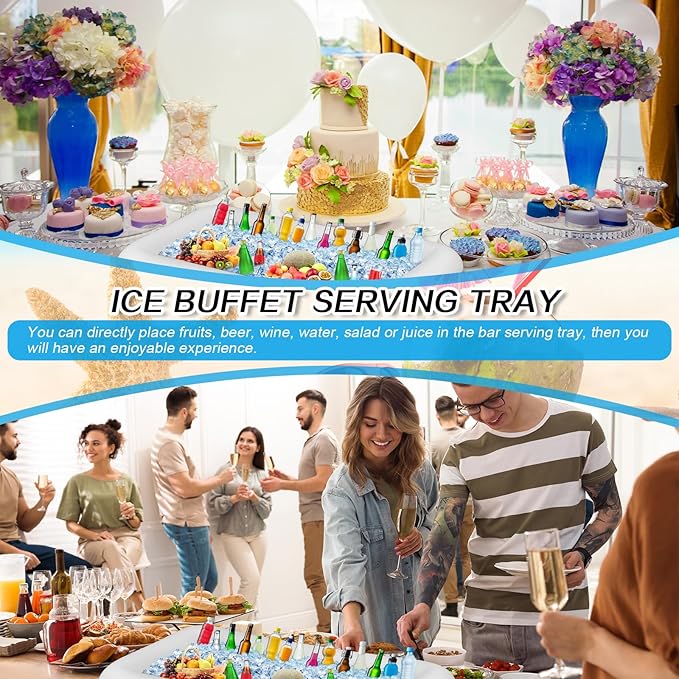 Leitee Inflatable Serving Bar with Drain Plug 52 x 24 x 5'' Inflatable Ice Serving Buffet Bar for Party Food Cooler Buffet Drink(White,Basic Style)