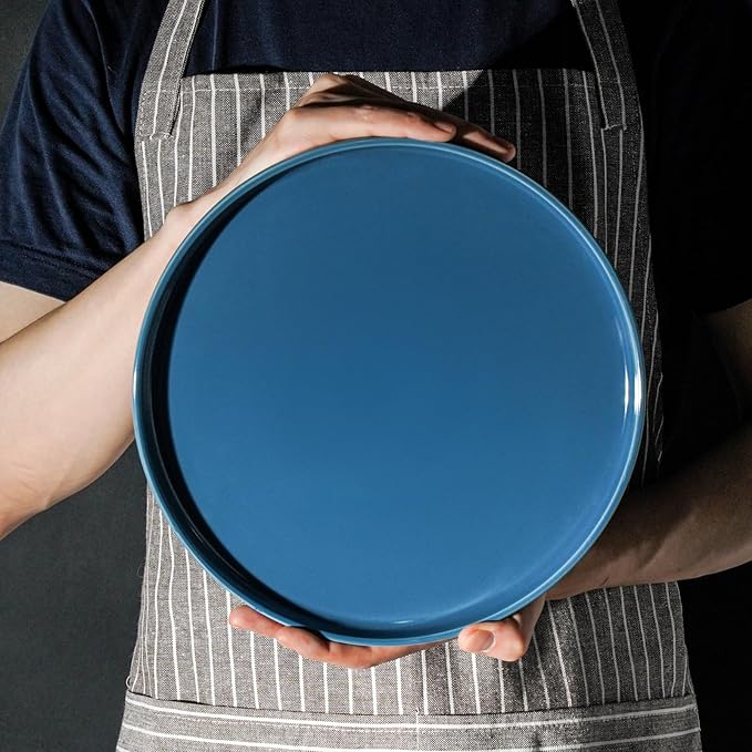 Kitchen Plates and Bowls Set Dinner Set for 4 Handpainted Dinner ware Sets, Microwave Safe Plates and Bowls Sets Stone Plate Scratch Resistant (Ocean Abyss)