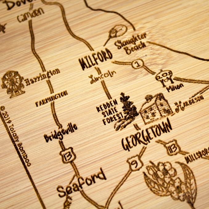 Totally Bamboo A Slice of Life Delaware State Serving and Cutting Board, 11" x 8.75"