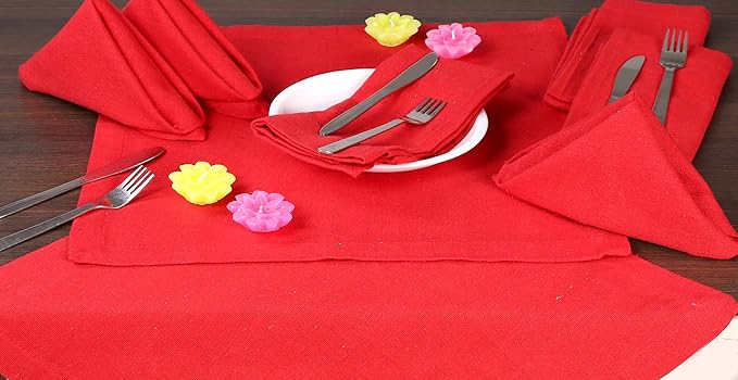 Ramanta Home Red Cotton Dinner Napkins Set of 12, 18x18 Inch 100% Cotton Cloth Napkins, Reusable Fabric Table Napkins for Everyday Dining, Parties, Weddings, Spring & Easter Table Décor Washable