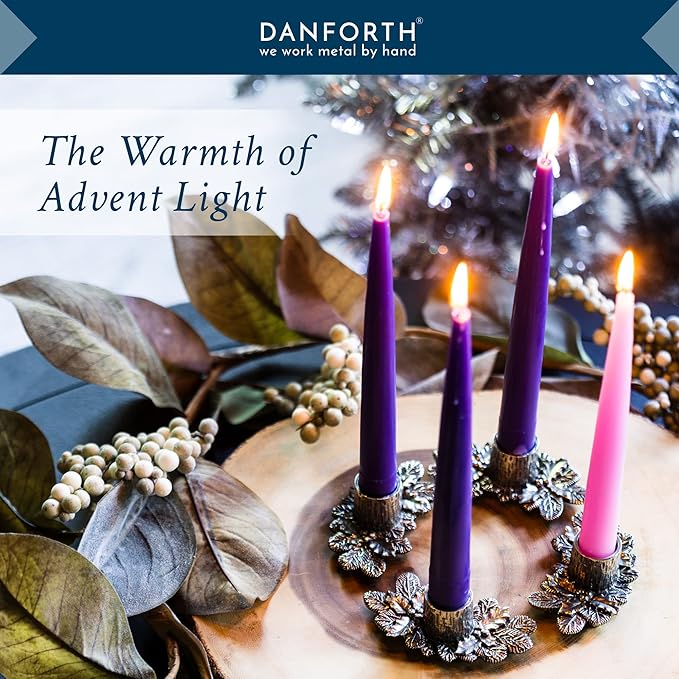 Danforth Advent Wreath Candle Holder Set – Handcrafted Pewter Advent Candle Holders – Made in USA