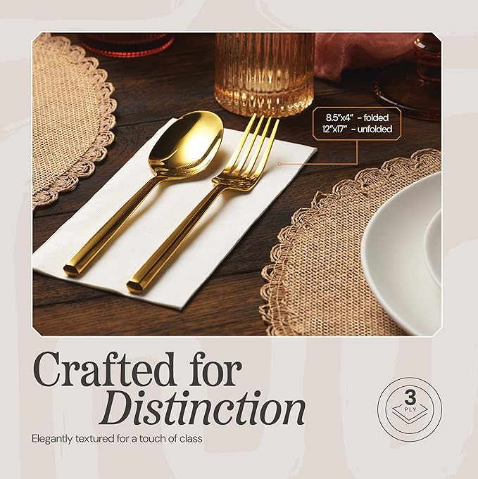 300 Pack Disposable Dinner Napkins Paper, 3-Ply, 12 "x 17" Guest Hand Towels For Bathroom, Wedding, Kitchen or Event