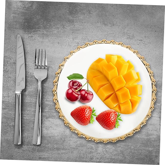 Ceramic Plate Gold Rim Decorative Dinnerware Suitable for Western Food Pasta Steak Pizza Salad Bread