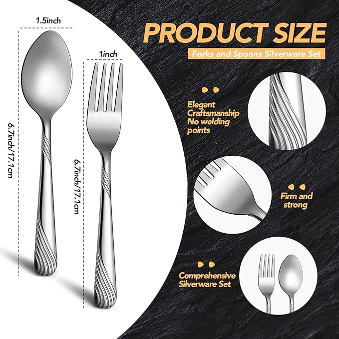 300 Piece Forks and Spoons Silverware for 150 - Stainless Steel Flatware Cutlery Set, Heavy Duty Metal for Dinner, Restaurant, Home - Mirror Polished, Dishwasher Safe