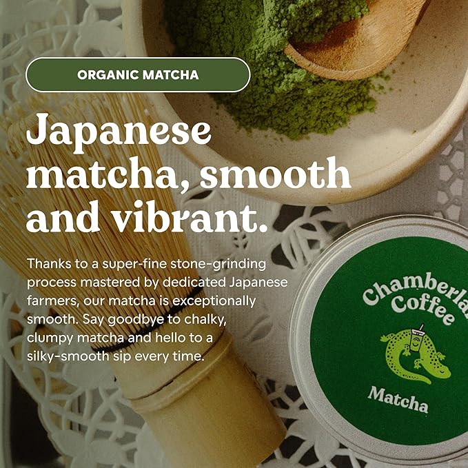 Chamberlain Coffee Vanilla Matcha Powder - Ceremonial Grade Matcha Powder with Madagascar Vanilla, First Harvest, Gluten-Free Flavor for Hot and Iced Drinks, Made with Premium Organic Ingredients - 1.06 Oz