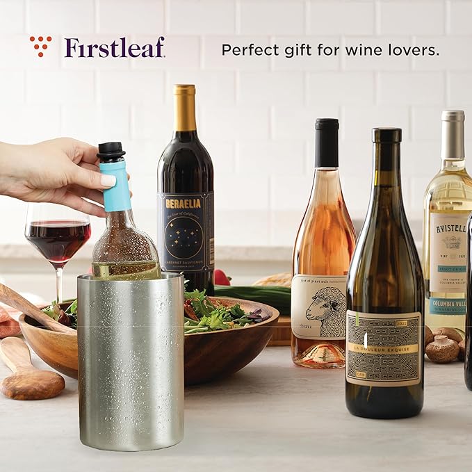 Stainless Steel Wine Chiller a Double-Insulated Iceless Bottle Cooler for Wine & Champagne, Keeps Bottles Cold up to 6 Hours, Portable, Fits Most Bottle Sizes, Wine Accessory Gift