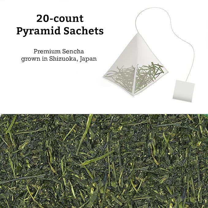 SUGIMOTO TEA Japanese Green Tea Sencha Fukamushi Tea Bags 20 Count Pack of 3