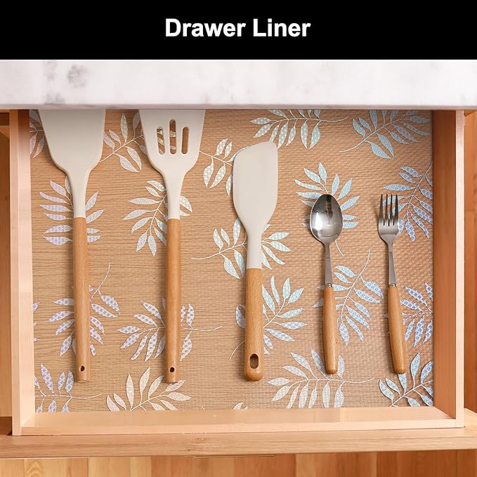 Cooyes Shelf Liner – Premium Non-Adhesive Cabinet & Drawer Liner for Kitchen – Waterproof Shelf Paper with Modern Pattern – Durable EVA Cabinet Mat – Easy to Cut （11.8" W x 360" L）
