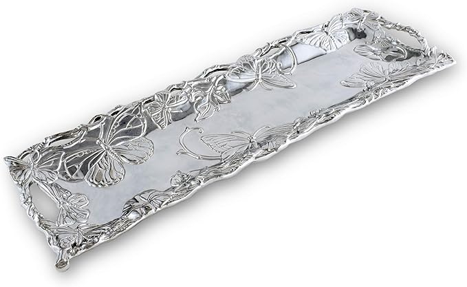 Arthur Court Designs Aluminum Butterfly Oblong Tray 18.5 inch x 6 inch