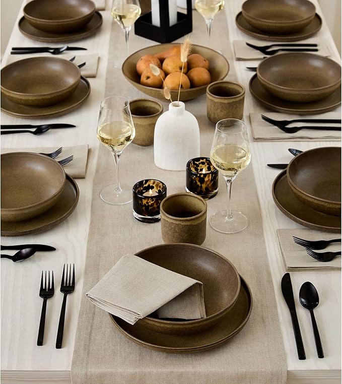 Solino Home Linen Natural Table Runner 120 Inches Long - 100% Pure Linen Dining Table Runner 14 x 120 Inch for Christmas, Holiday, New Year - Fete