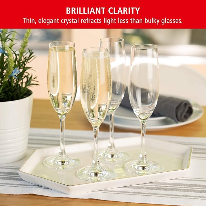Spiegelau Wine Lovers Champagne Flutes, Elegant Crystal Champagne Glasses Gift Set, Perfect for Prosecco, Sparkling Rose, Mocktails, Home Bar Accessories, Housewarming, Wedding Gifts, 6.7 oz, Set of 4