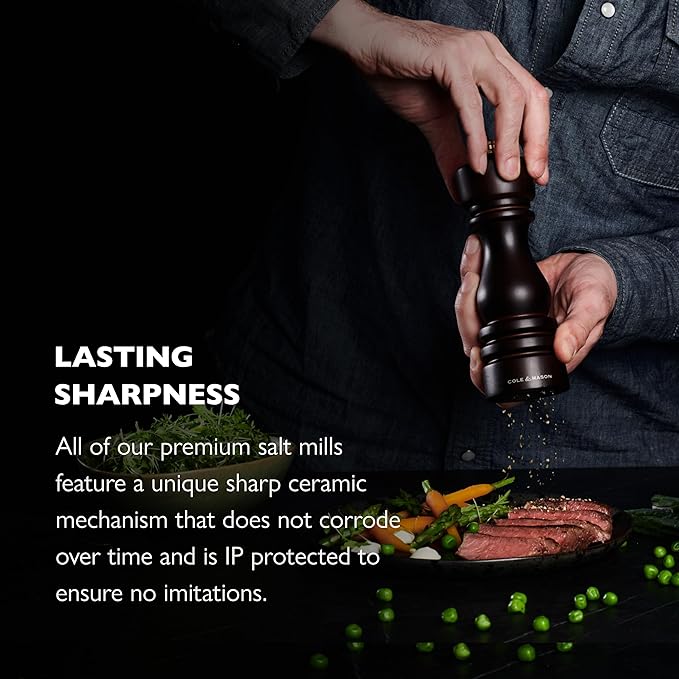 Cole & Mason London Refillable Spice Mill - Kitchen & Home Accessory - Table Black Pepper Grinder - Pepper Mill with Carbon Steel Mechanism - 7", Chocolate Wood