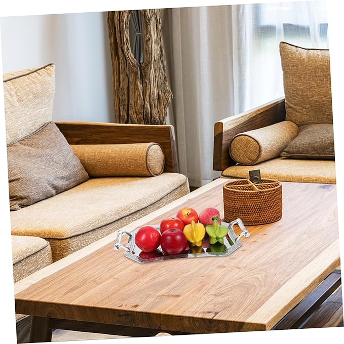 Vintage Double-Handled Serving Tray for Parties Decorative Stainless Steel Snack Platter for Entertaining KTV and Hotel Use